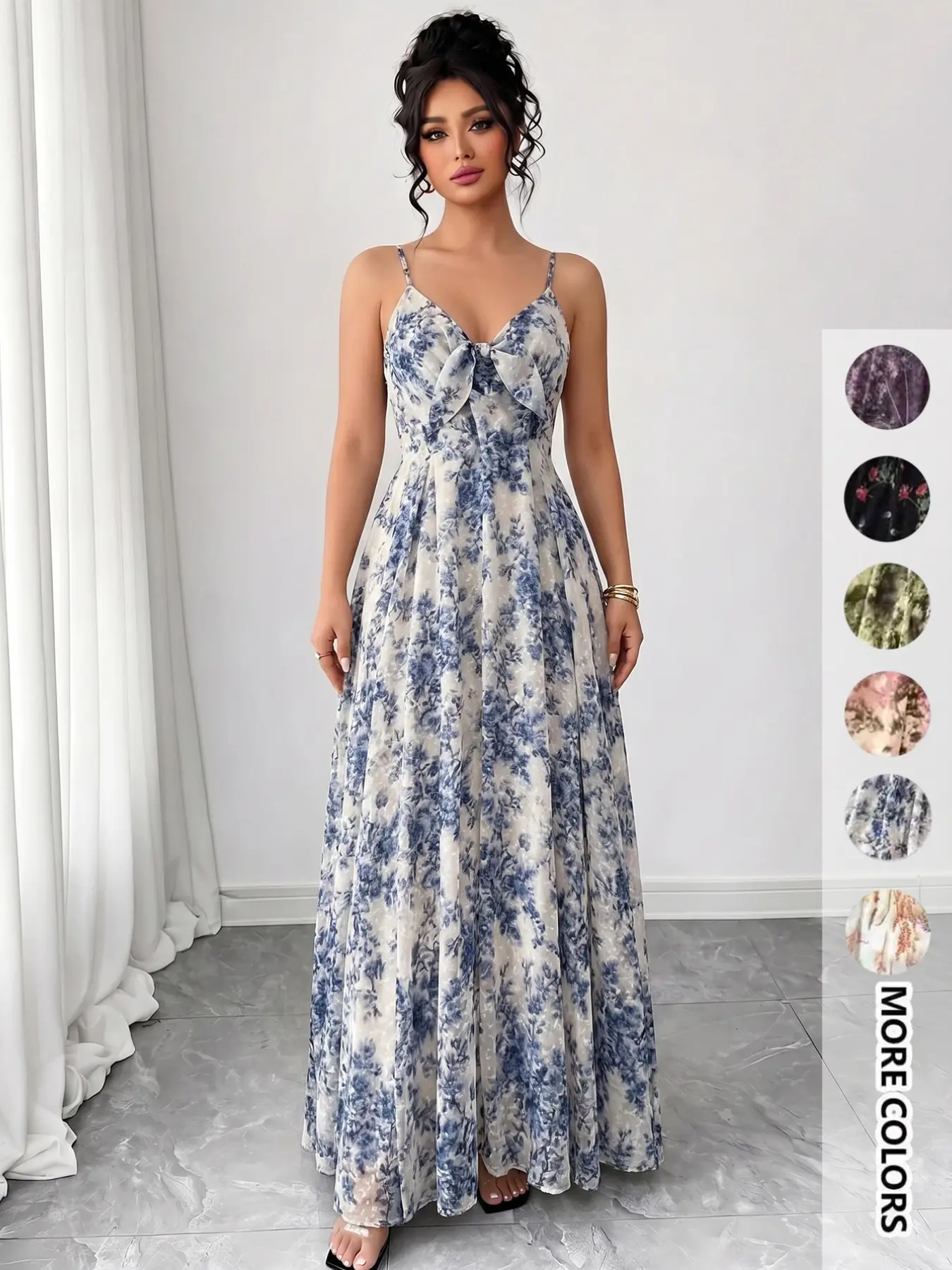 elegant blue floral midi cami dress BloomChic Navy Plus Size Floral Embroidered Elastic Waist Lined Midi Dress, 14-16/1X