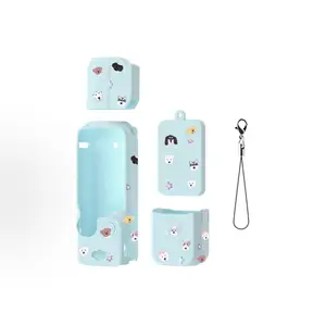 Blue Dopamine Color Cute DIY Cartoon Ultra-Thin Silicone Camera Case for Dji Pocket 3, Vlog Protective Shell, Portable Outdoor Shockproof Gift