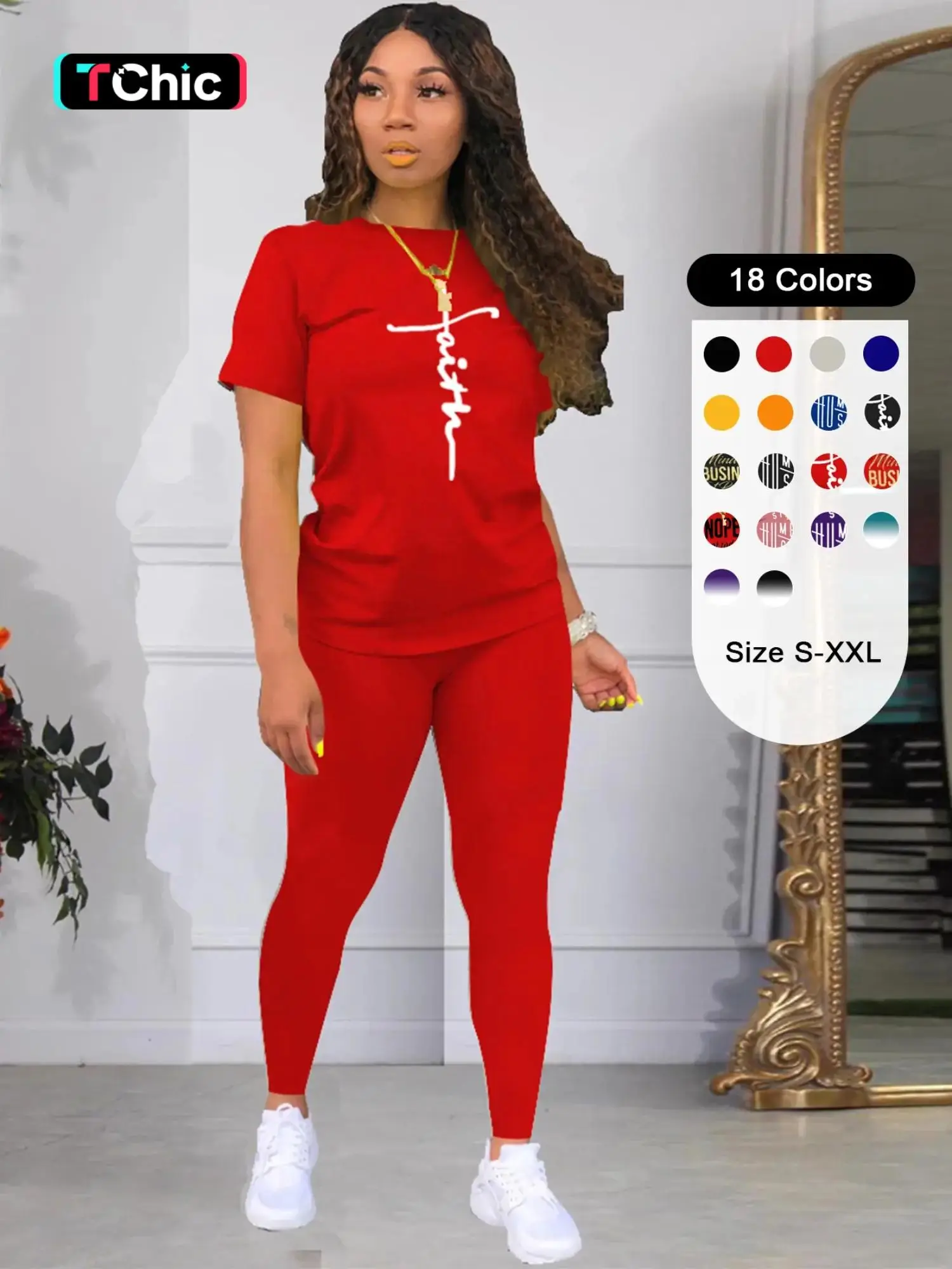 Two-Piece Set Women's Solid Pants Set, Casual Short Sleeve T-Shirt & Skinny Pants, Fashion Summer Clothes for Outdoor, Summer Outfits 2024