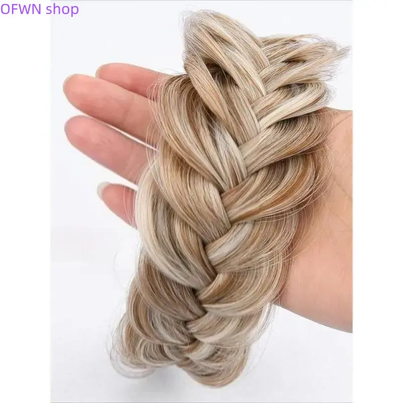 2026 new fishbone braid wig headband women's hand woven nine strand Fried Dough Twists braid high skull top hair ornament for going out in winter
