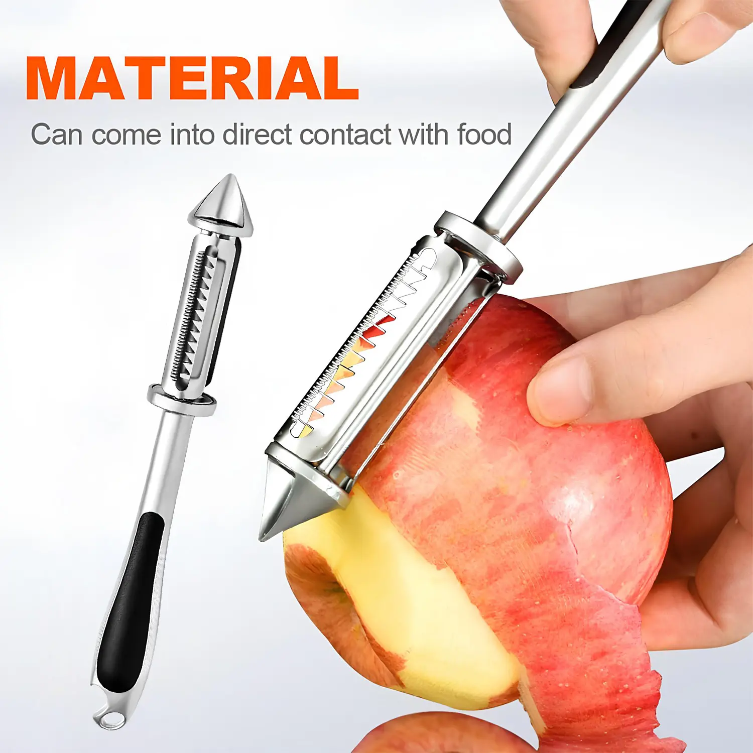 Oceantree 5-in-1 Stainless Steel Peeler - Kitchen Utensil with Rotary Blade, Thick Non-Slip Ergonomic Handle, Smooth Peeling, Reduces Hand Fatigue, Ideal for Potato & Carrot, Mother's Day Gift#SummerVibes, 5-In-1 Multiuse