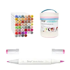 Bianyo 46 Exclusive Colors Brush & Fine Alcohol Marker Set – Expand Your 320-Color Collection to 366 Colors, Perfect for Adult Coloring, Coloring Books, Cozy Coloring, Seamless Blending, Layering, Detailed Illustrations, Journaling & Creative Projects