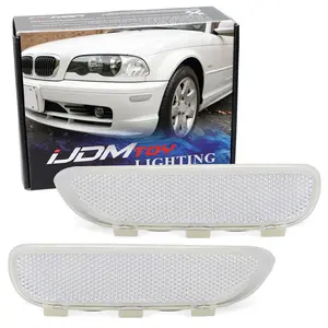 iJDMTOY White/Clear Lens Front Bumper Side Marker Reflector Assemblies, For BMW E46 2001-03 325CI 330CI 2-Door, 2001-2006 M3 Coupe