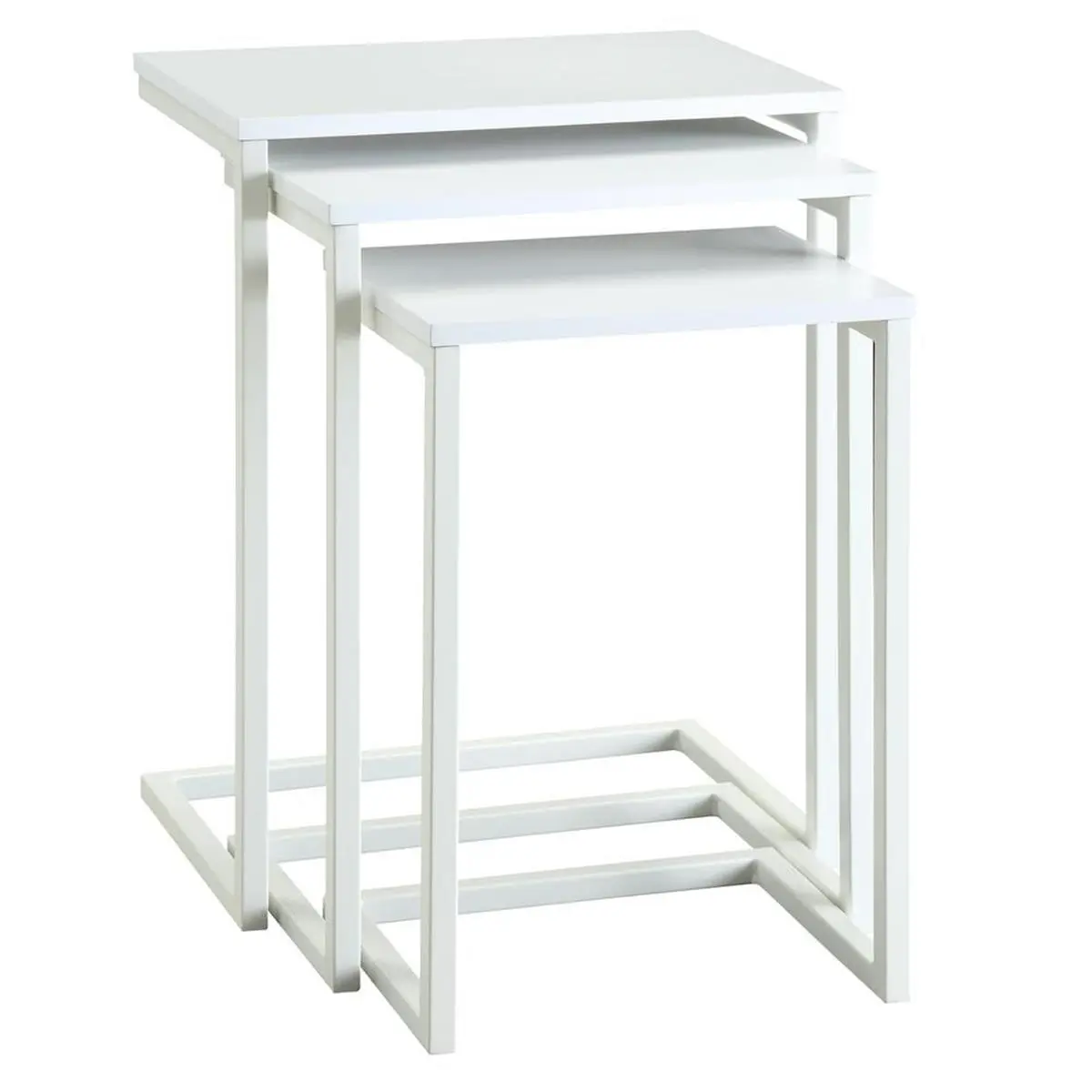 Carolina Cottage Addison Rectangular Nesting Table Set - White, Minimalist Home Decor, Metal Base, Wood Top, 23.5x18x12 in, Minimal End Tables, Rectangle End Tables