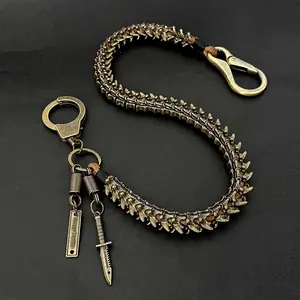 Vintage Punk Rock Biker Jeans Pants Chain Studs Keel Key Chain Wallet Chain Mens