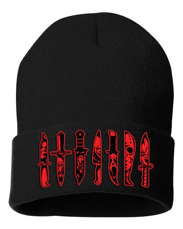 Halloween Horror Character Beanie with Leatherette Patch