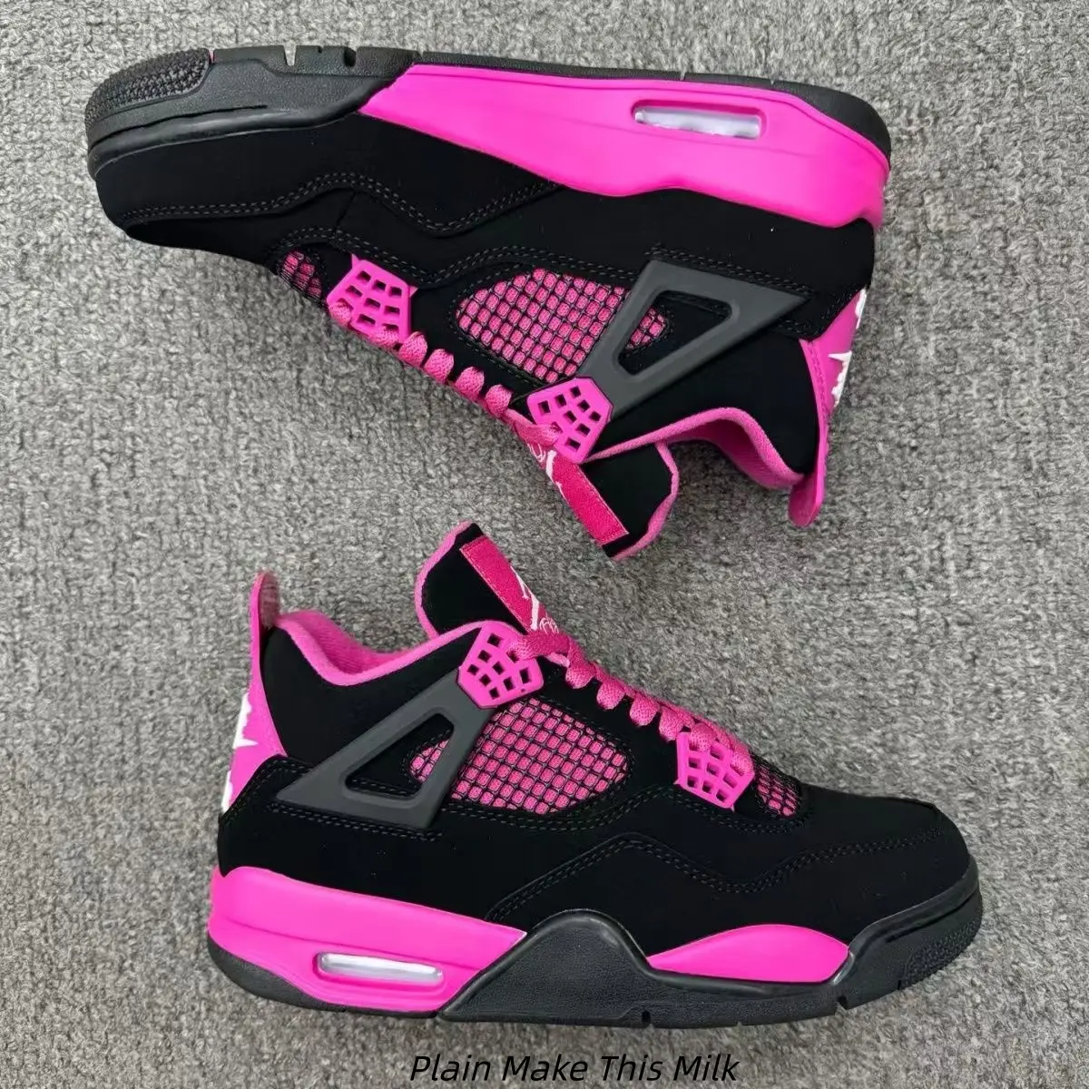 Unisex Black Vibrant Pink Vintage Basketball Shoes Suede Upper Wear-resistant Rubber Sole Casual Sneakers For Workout, Walking And Street Outfit Matching