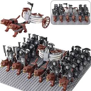 MOC Medieval lotr Figures Orc Soldiers Raider Vargr Wolf Elephant Mount Knights Building Blocks Bricks Toys for children gifts