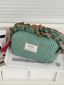 Large Capacity Coin Purse, Dual Color Lace Plaid Design, Fashion Classic High Aesthetic, Portable Storage Wallet for Outdoor Use, Plaid Pattern Wallet, Zipper Wallet Design