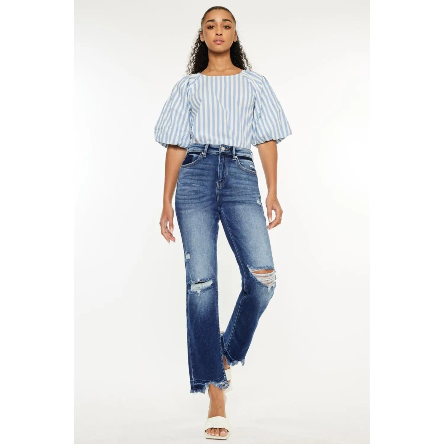 The Kancan High Rise Distressed Slim Straight Jeans