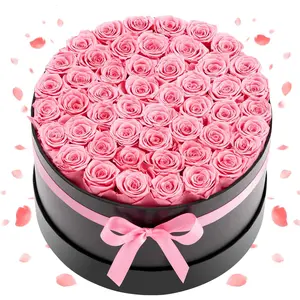 【DealsForYouDays】VEVOR Round Preserved Roses Bouquet, 50 Pcs Eternal Flowers in a Box, Room Decor Home Decor Gift for Women, Valentine's Day Birthday Present