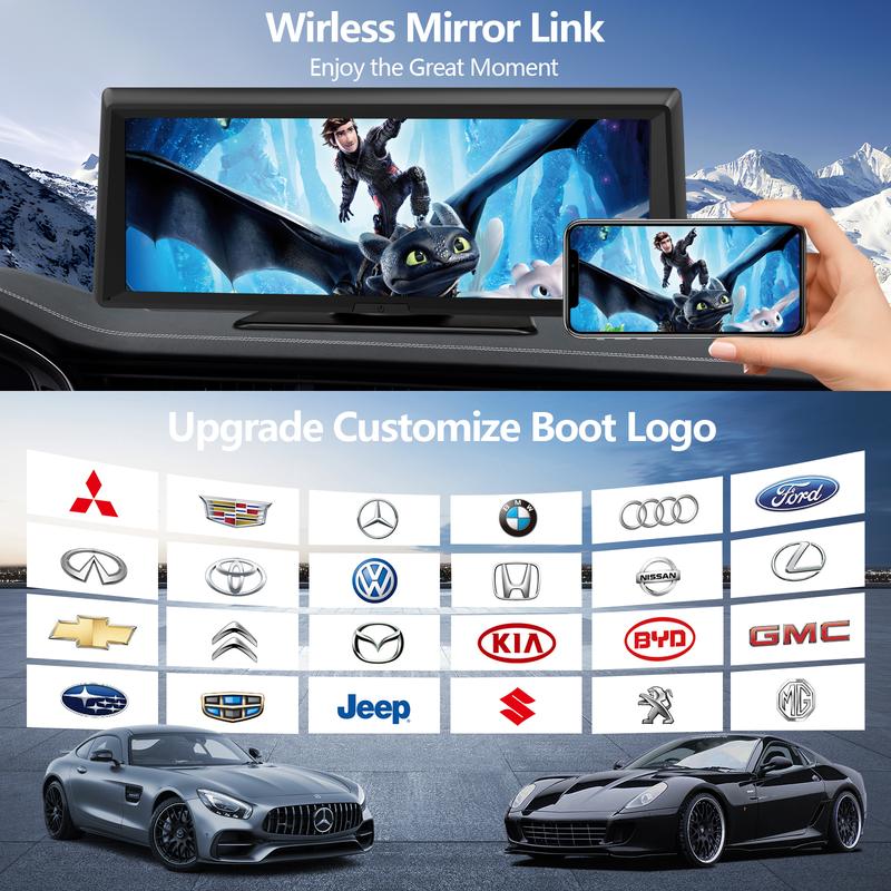 【Hieha】New Year  Gift：2026 Top-Rated Carplay Dash Cam:Updated 8.14" Portable Touchscreen with Wireless Carplay, Android Auto, 1080P Backup, and 2K Front Camera — Complete GPS Navigation System Carplay for Any Car Carplay  Screen Big Screen Carplay