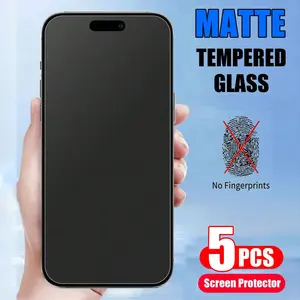5 pcs of Matte Tempered Glass Screen Protectors Compatible with for iphone X/XS/XR/XS Max/11/12/13/14/15/16/17 Series, Featuring Anti-Fingerprint, Anti-Scratch, And Bubble-Free Properties