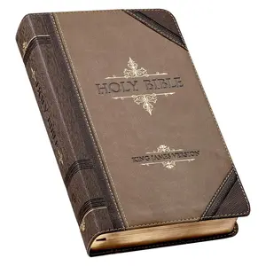 KJV Holy Bible, Giant Print Standard Size Faux Leather Red Letter Edition - Thumb Index & Ribbon Marker, King James Version, Brown Two-tone (KJV Standard GP Editions)