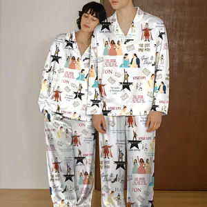 Hamilton Musical Short Satin Pajamas, Broadway Theater Pajamas, Stylish Satin Sleepwear, Hamilton Fan Gift Outfit, Alexander Hamilton Pajamas Set, Luxury Musical Sleepwear for Women