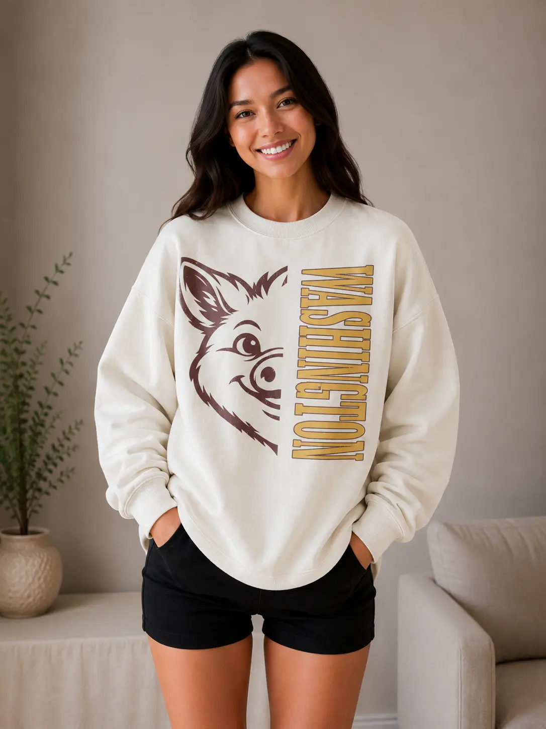 Washington Game Day Vintage Sweatshirt, 90s Retro Graphic Tee, Funny Mascot Oversized Shirt,  Football Fan WCM011