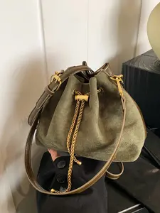 Versatile Drawstring Crossbody Shoulder Bag, Adjustable Capacity, One-Shoulder Diagonal Wear, Ideal for Office Travel Gatherings