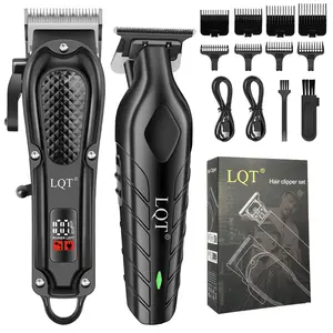 LQT Professional Men's Hair Clipper, Cordless Trimming Set, Electric Beard Trimmer with LED Display, Cordless Beard Trimmer, Hair Styling Kit, Hair Cutting Kits, Gift for Men's and Women's Hairdressers, USB Rechargeable Clipper