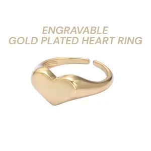 14k gold plated engravable name heart ring