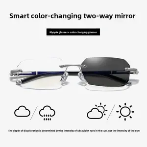 New high-end frameless blue light blocking glasses, stylish anti-fatigue blue light blocking eyeglasses for men and women, reading glasses