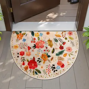 Floral Print Velvet Door Mat, 1 Piece, 1000g/sq.m, 0.5mm Thick, Ideal Home Decor, Suitable for Porch, Front Door, Living Room, Kitchen, Bathroom