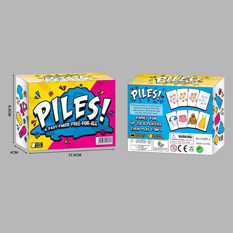 Piles! English Card Game for Folding Clothes - Fast-Paced Free-For-All