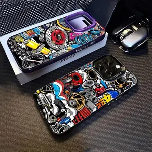 Anti-Scratch Graffiti Phone Case, Mechanical Design Matte TPU Shockproof Cover For iPhone 17 16 15 14 13 12 11 Pro Max Air