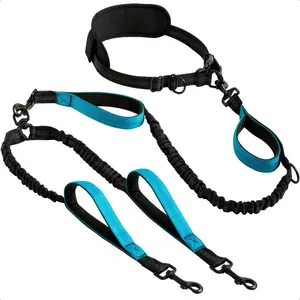 Tangle Free Double Dog Leash for Medium & Large Breeds 360° Swivel No-Tangle Design with Padded Handles Reflective Stitches 16 ft Nylon Material Ideal for Outdoor Activities
