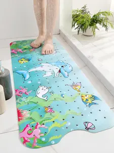 LUMI Dolphin Ocean Anti-Slip Bathtub Mat / PVC Shower Mat - Waterproof, Moisture-Proof, Odorless, Flexible with Suction Cups for Safe Bathing bubble