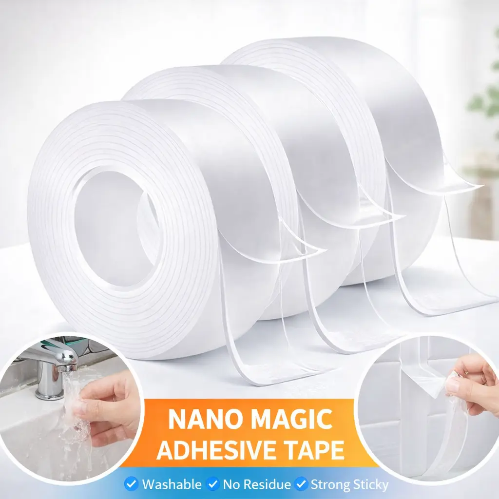 The Day Heavy Duty Double-Sided Transparent Mounting Tape, 3cm Width x 2mm Extra Thick (10.5ft / 320cm-31.5ft), Residue-Free, Stretchable, Washable Reusable, Easy Application, Precise Measurement for Picture Hanging & Home Decor, Adhesive Tape, Hanging Pi