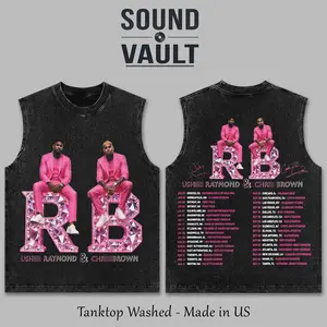 R&B Tour 2026 Tanktop Washed Two Sided Vintage 90s Rap Tee Raymond Brown Concert Merch Bootleg Graphic Tanktop Washed Heavyweight Oversized Tanktop Two Icons One Impact Hip Hop Music Shirt Trendy Y2K Aesthetic Streetwear Gift For Fan Men Women