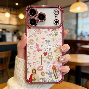 Jesus Loves You Faith Pattern Phone Case for iPhone 17 Pro Max 16 15 Plus 14 13 12 11 Air Christian Religious Gift Cross Butterfly Floral Design Shockproof Four-Corner Drop Protection Soft Silicone Cover DDSJ260407018 Rustic