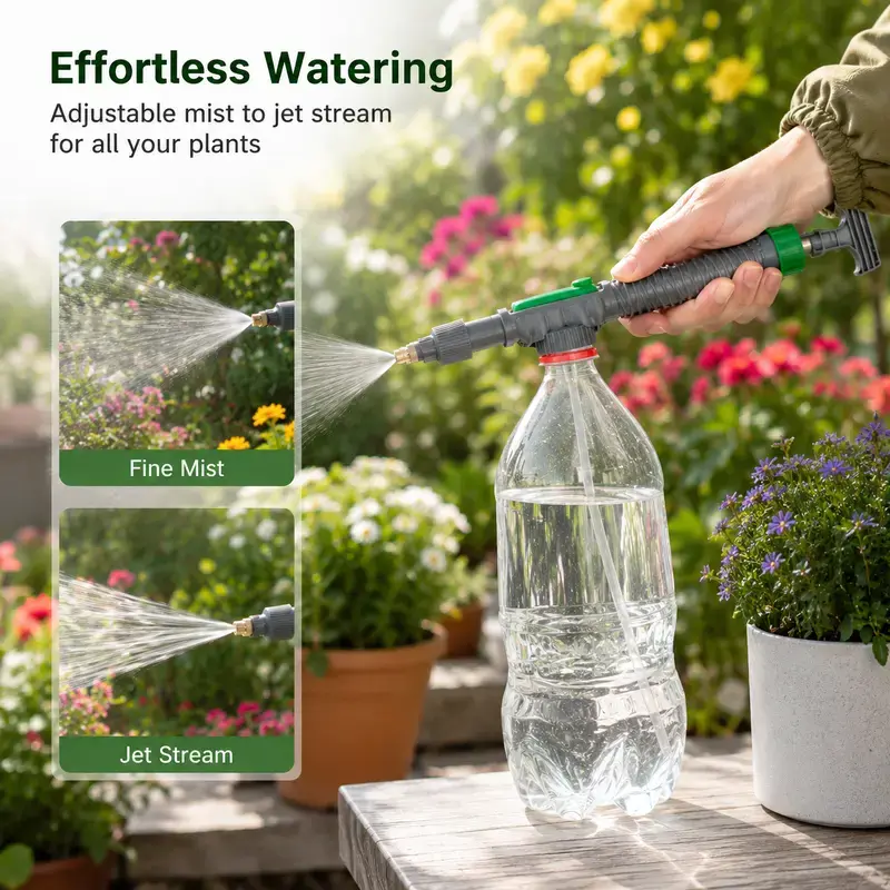 1 Count Manual Pressure Sprayer Nozzle, Adjustable Mist and Jet Mode Anti-slip Handle for Household and Garden Plant Watering