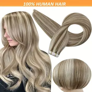 2025 NEW Fashion Lacer 20pcs Set Tape-In Straight Hair Extensions, 18-28 Inch, Remy Human Hair, Natural Seamless & Skin-Friendly, Invisible Closure - 4/613 Blonde, 30g