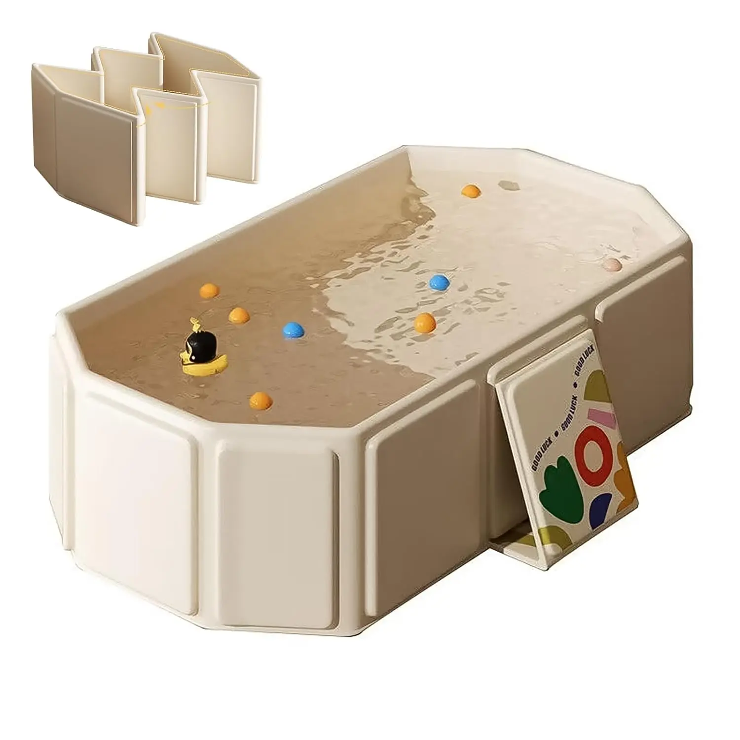 Portable Foldable Baby Bathtub, Suitable for Newborns to Toddlers, Easy Storage, Lightweight, Ideal for Home and Travel, Bath Tub (milk )