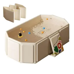 Portable Foldable Baby Bathtub, Suitable for Newborns to Toddlers, Easy Storage, Lightweight, Ideal for Home and Travel, Bath Tub (milk )