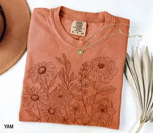 Comfort Colors Vintage Pressed Flowers Shirt Floral Graphic Tee Retro Nature Pressed Flower T Shirt