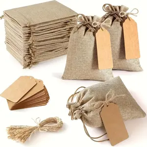 30pcs Premium Burlap Gift Bags with Drawstring & Tags - 4x6" Reusable Linen Sacks for Wedding Favors, Party Jewelry Pouches, Christmas DIY Crafts