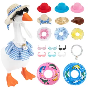 6 Set 7" Cute Summer Mini Goose Costume - Bikini Swimming Ring Hats & Sunglasses | Funny Porch Desk Goose Outfits