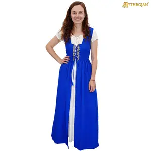 Mythrojan Traditional Irish Celtic Dress : Chemise and Over Dress Medieval Renaissance Costume SCA LARP : Blue, Clothes, Light