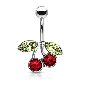 Statement Gold Baby Cherry Belly Ring for Navel Piercing, Belly Rings for Women, Belly Piercings
