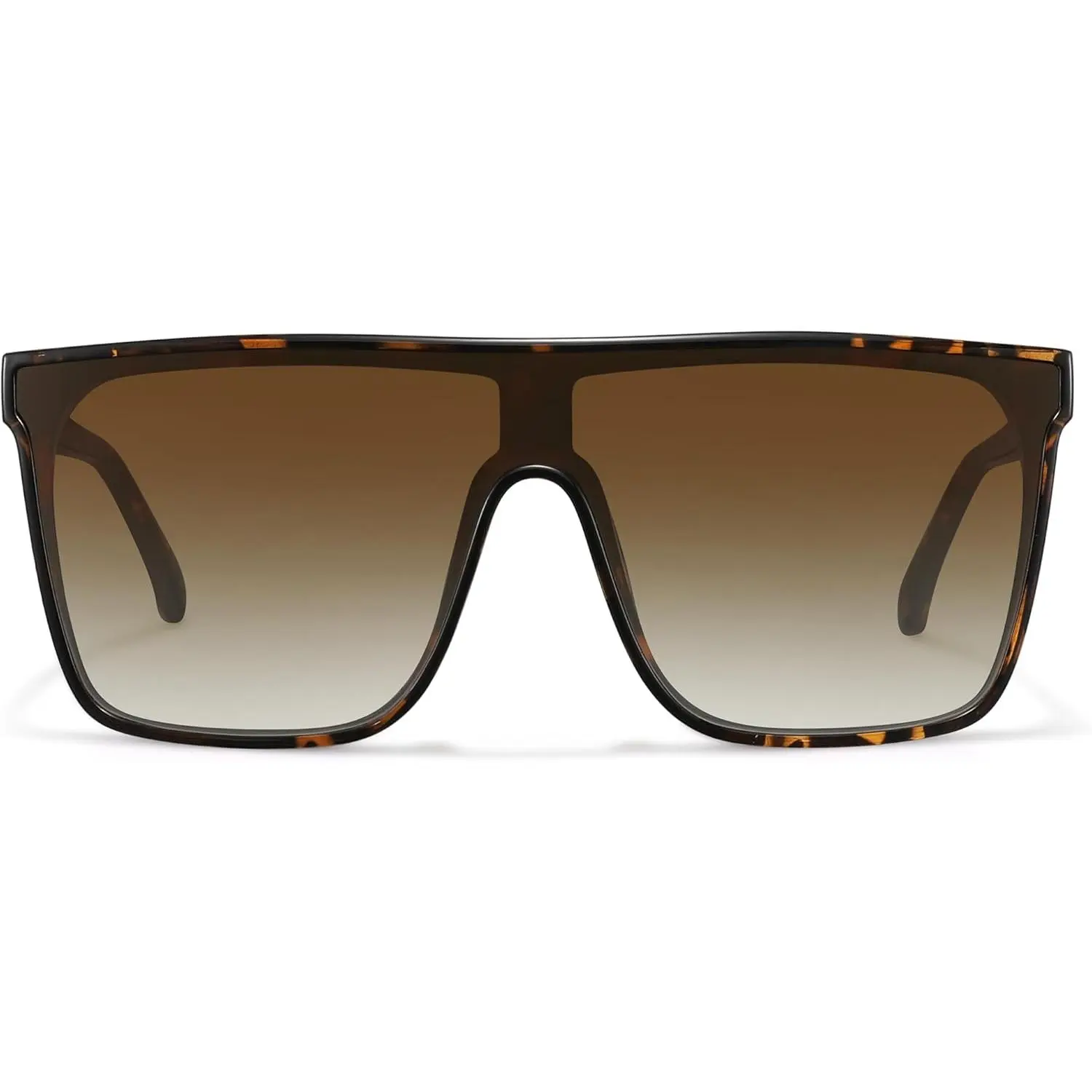 FOZONO Tortoiseshell Square Oversized Sunglasses for Women - Retro Flat Top Shield Polycarbonate UV400 Lens, Daily Wear & Party Style Eyewear with UV Protection
