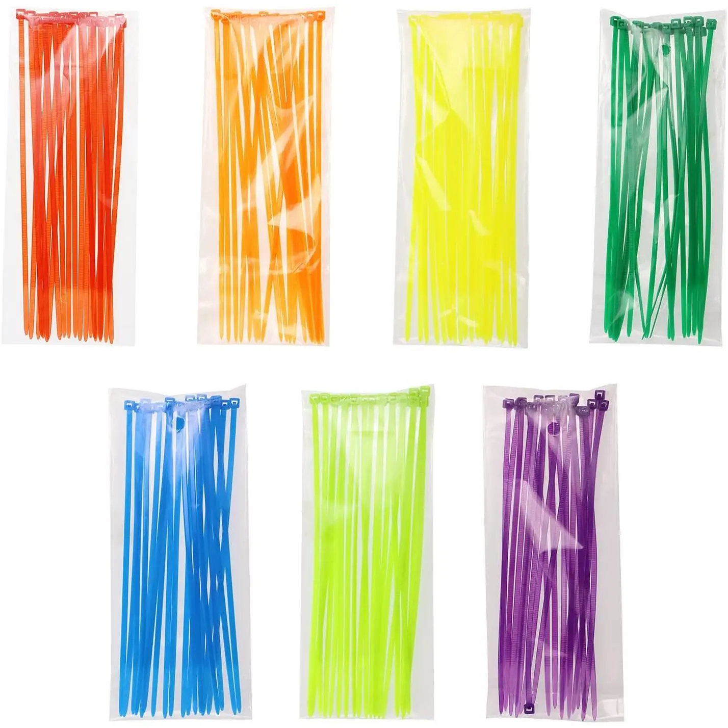 140 count 6" Multi-Color Multi-Purpose Nylon Zip Ties (7 Colors)