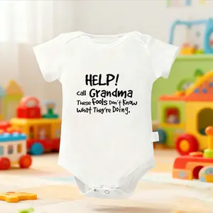 HELP! call Grandma These fools don't know what they're doing_ Baby Bodysuit, Funny Infant Newborn Clothes 100% Cotton Jumpsuits Baby Boys Girls Casual Rompers Baby Gift Baby Short Sleeves Onesie Clothes Letter Pattern Baby Outfit for Outdoor Indoor