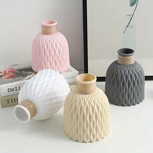 Plastic Vase Home Living Room Decoration Small Ornament Water Ripple Dry Flower Arrangement Simple Flower Vessel
