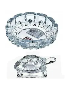 Glass Turtle-Tortoise for Feng Shui and Vastu/Feng Turtle Tortoise Showpiece  Good Luck,  Prosperity, Plate - Length :4.5, Width:4.5, Height :2.8 Inch