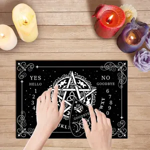 Wooden Spirit Board Game Set with Indicator, Pentagram Planchette for Scrying, Divination, and Spiritual Communication, All Seasons