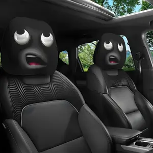 2pcs Funny Car Headrest Covers - No-Fill Design, Easy Installation, Fit for All Vehicles - Perfect for Halloween, Christmas, Everyday Use - Funny Faces Decoration - Car Interior Accessories for Men & Women - Car Interior Set