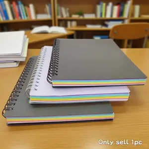 B6 Spiral Notebook, /transparent Cover, 6 Color Pages, 90 Thick Sheets, Ideal for School and Office Use, 1 Piece
