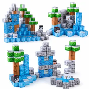 97/103/157 PCS Magnetic Cube Blocks | Ice World STEM Set, Penguin & Snowman Toy for Kids 3+